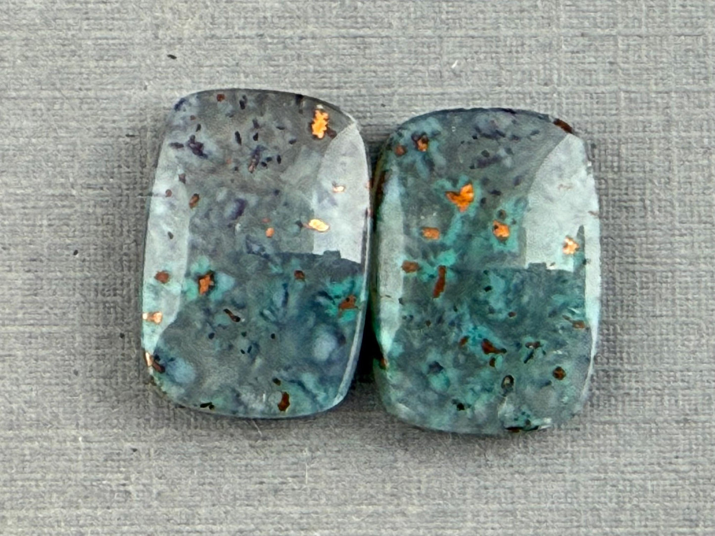 Confetti Chrysocolla in Chalcedony Pair | Natural Rectangle Cabochon Gemstone | CA328 - One of a Kind Cabochons - Gem Enthusiast