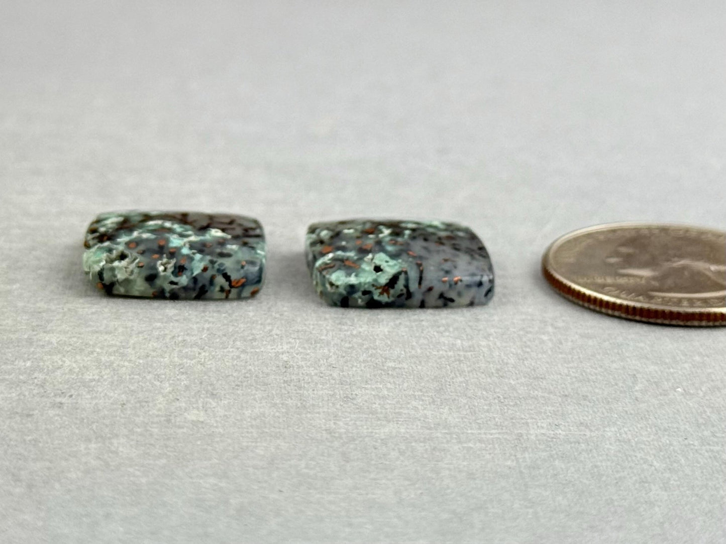 Confetti Chrysocolla in Chalcedony Pair | Natural Square Cabochon Gemstone | CA332 - One of a Kind Cabochons - Gem Enthusiast