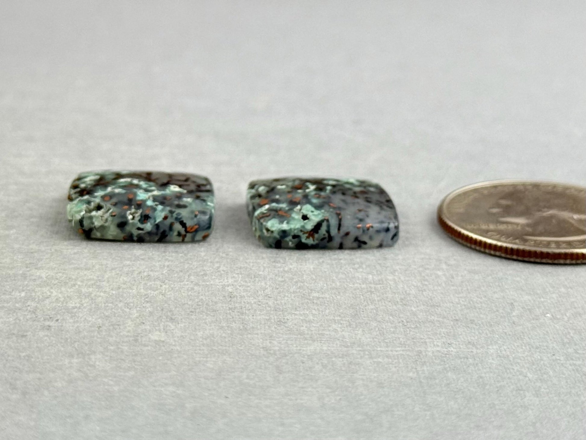 Confetti Chrysocolla in Chalcedony Pair | Natural Square Cabochon Gemstone | CA332 - One of a Kind Cabochons - Gem Enthusiast