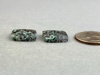 Confetti Chrysocolla in Chalcedony Pair | Natural Square Cabochon Gemstone | CA332 - One of a Kind Cabochons - Gem Enthusiast