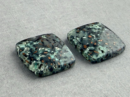 Confetti Chrysocolla in Chalcedony Pair | Natural Square Cabochon Gemstone | CA332 - One of a Kind Cabochons - Gem Enthusiast