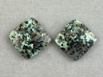 Confetti Chrysocolla in Chalcedony Pair | Natural Square Cabochon Gemstone | CA332 - One of a Kind Cabochons - Gem Enthusiast