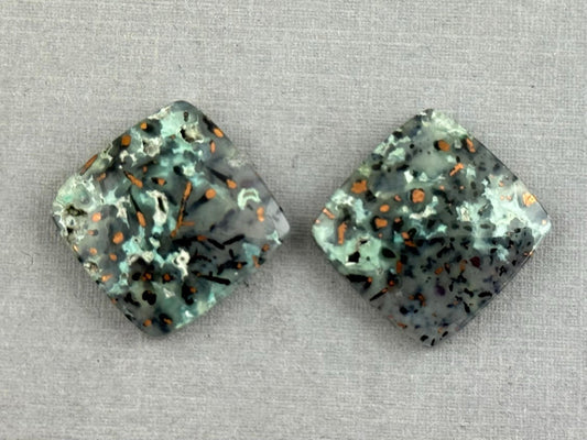 Confetti Chrysocolla in Chalcedony Pair | Natural Square Cabochon Gemstone | CA332 - One of a Kind Cabochons - Gem Enthusiast