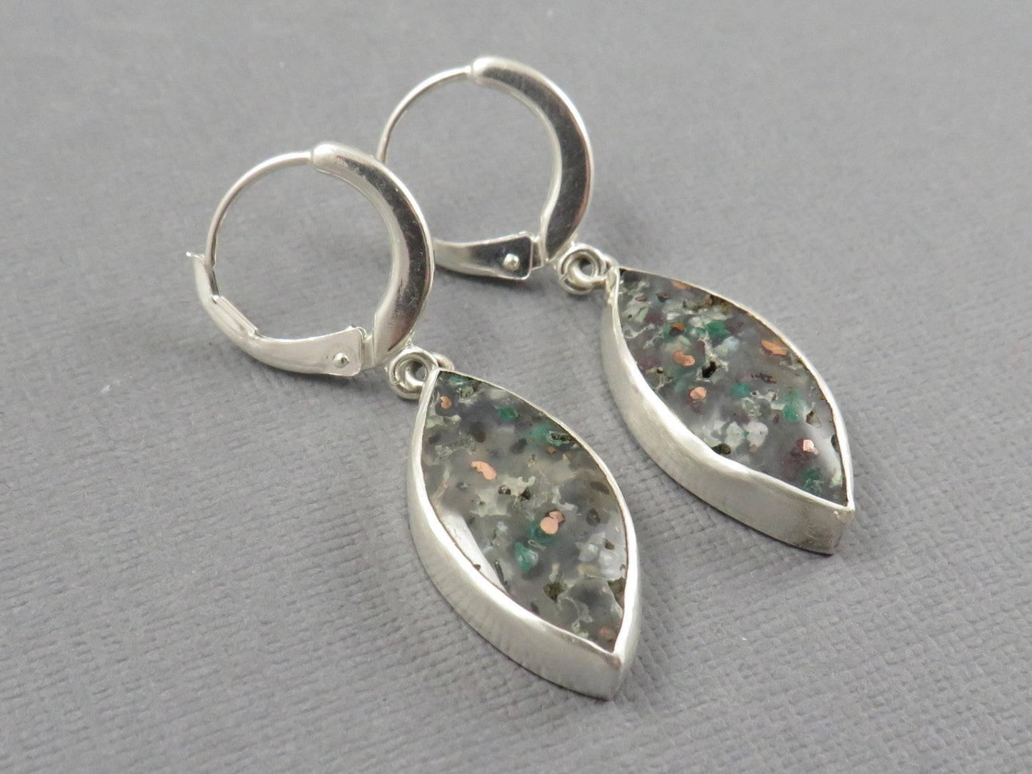 Confetti Chrysocolla Marquise Earrings in Sterling Silver | Handmade | ER128 - Gem Enthusiast