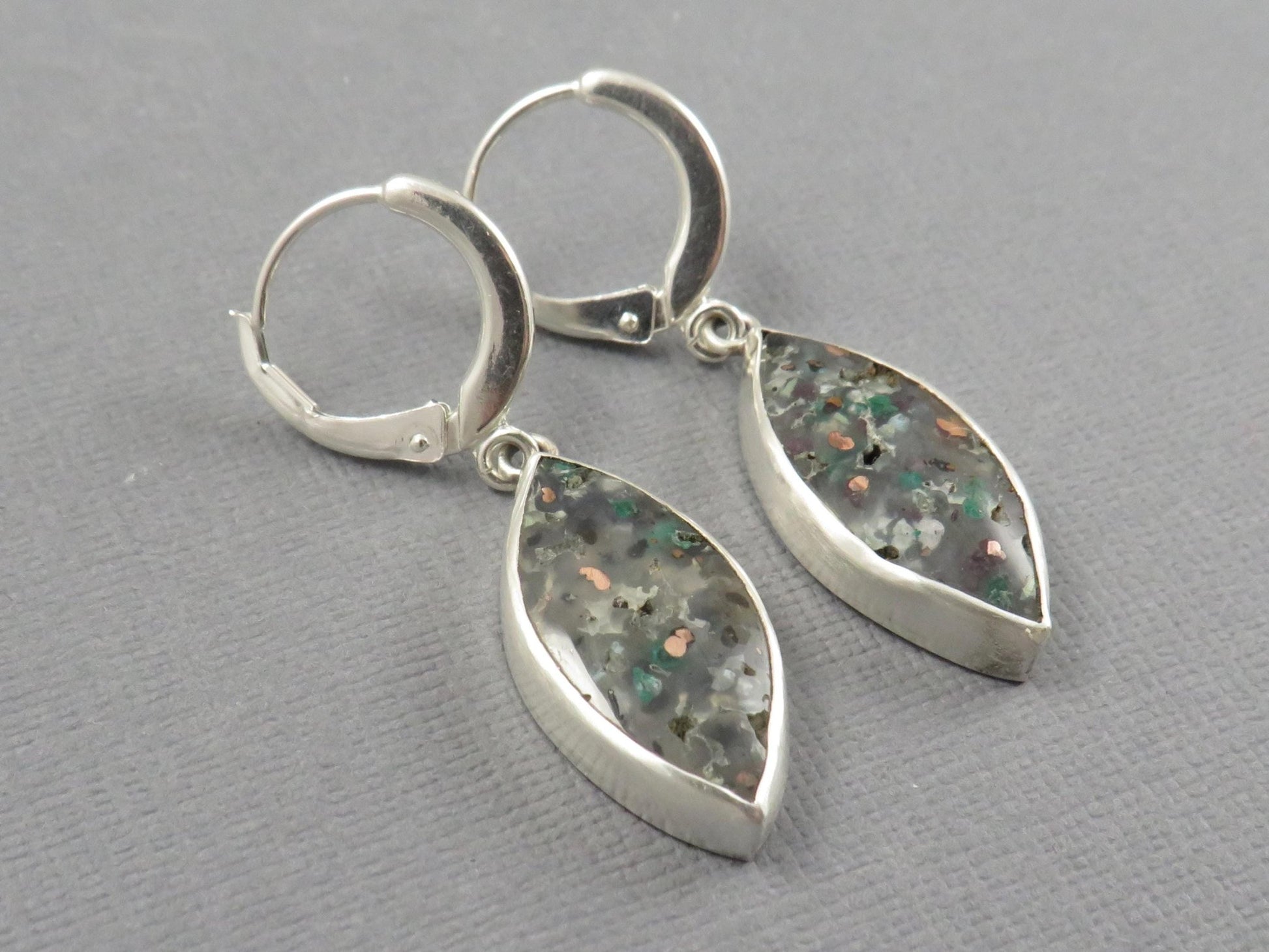 Confetti Chrysocolla Marquise Earrings in Sterling Silver | Handmade | ER128 - Gem Enthusiast