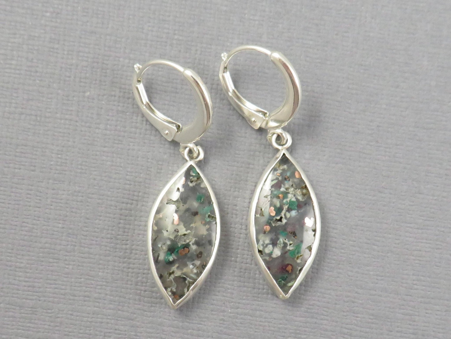 Confetti Chrysocolla Marquise Earrings in Sterling Silver | Handmade | ER128 - Gem Enthusiast
