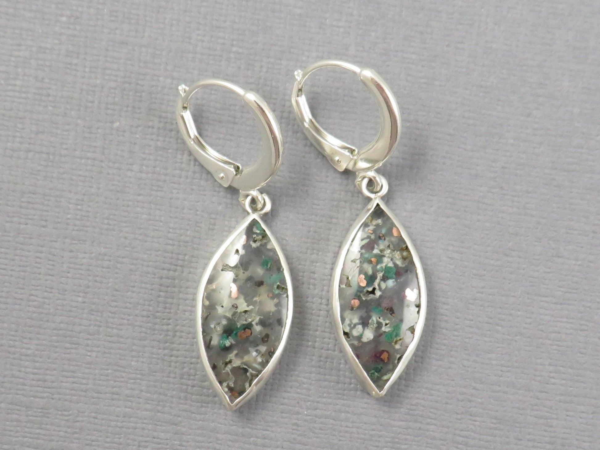 Confetti Chrysocolla Marquise Earrings in Sterling Silver | Handmade | ER128 - Gem Enthusiast