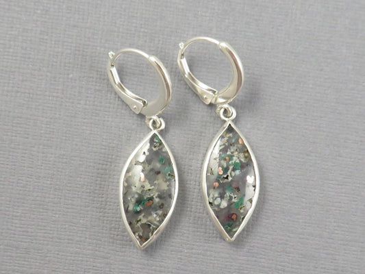 Confetti Chrysocolla Marquise Earrings in Sterling Silver | Handmade | ER128 - Gem Enthusiast