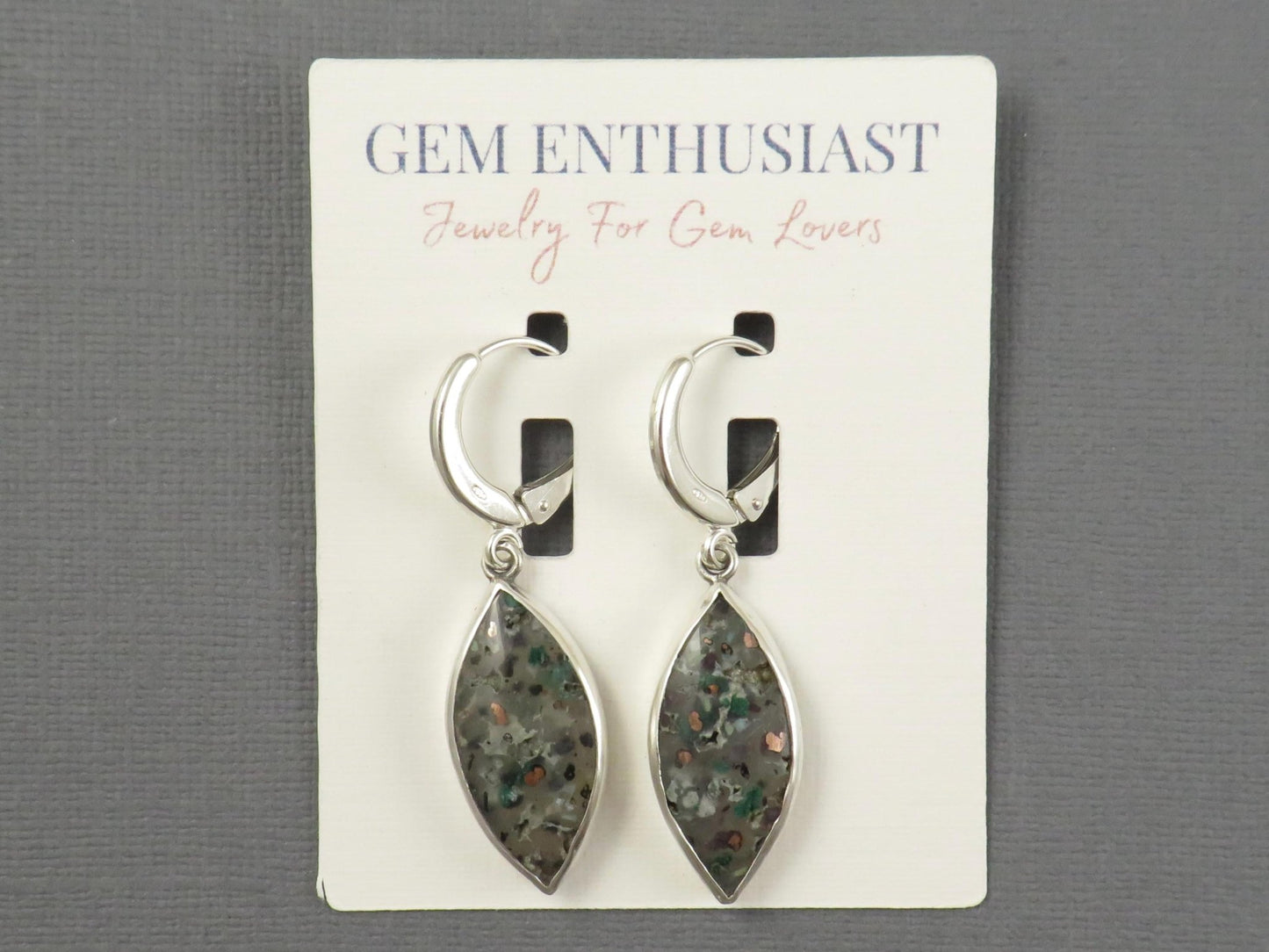Confetti Chrysocolla Marquise Earrings in Sterling Silver | Handmade | ER128 - Gem Enthusiast