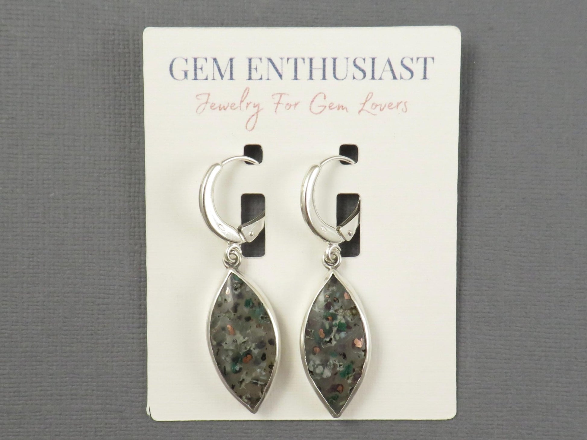 Confetti Chrysocolla Marquise Earrings in Sterling Silver | Handmade | ER128 - Gem Enthusiast