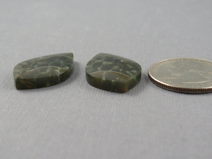 Dark Green Green Fossilized Coral Teardrop Pair | Earring Cabochons | 27x17mm, 14ct | Indonesia | FC117 - Gem Enthusiast