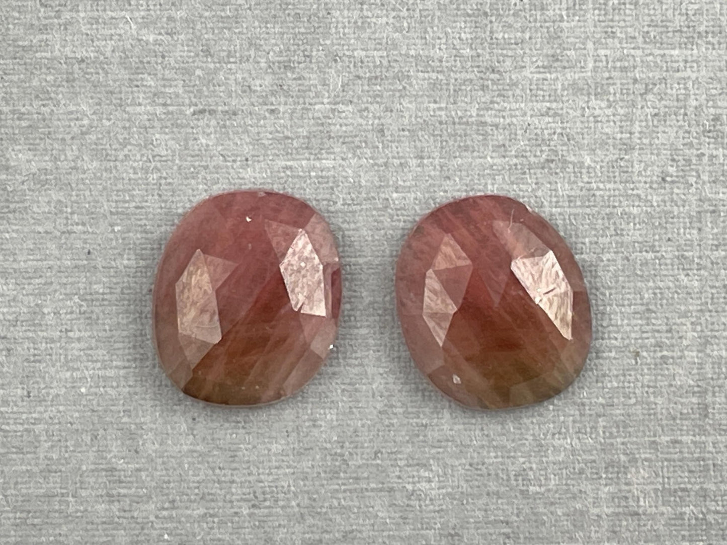 Dark Rose Pink Sapphire Rose Cut Oval Pair | 12x10 mm | Corundum Natural Loose Gemstones | SP541 - Sapphire - Gem Enthusiast