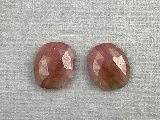 Dark Rose Pink Sapphire Rose Cut Oval Pair | 12x10 mm | Corundum Natural Loose Gemstones | SP541 - Sapphire - Gem Enthusiast