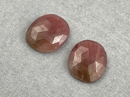 Dark Rose Pink Sapphire Rose Cut Oval Pair | 12x10 mm | Corundum Natural Loose Gemstones | SP541 - Sapphire - Gem Enthusiast