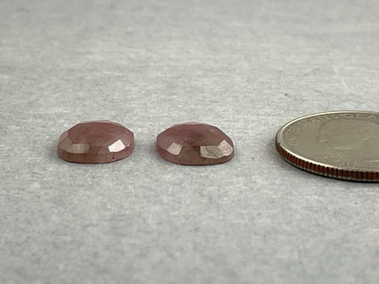 Dark Rose Pink Sapphire Rose Cut Oval Pair | 12x10 mm | Corundum Natural Loose Gemstones | SP541 - Sapphire - Gem Enthusiast