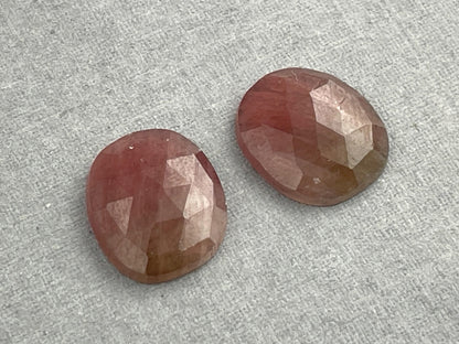 Dark Rose Pink Sapphire Rose Cut Oval Pair | 12x10 mm | Corundum Natural Loose Gemstones | SP541 - Sapphire - Gem Enthusiast
