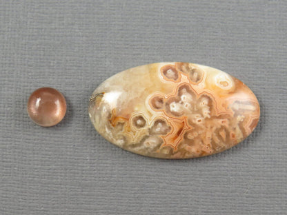 Designer Gemstone Set | Oregon Sunstone | Lace Agate Cabochon | 2-Stone Lot | Oregon, USA and Indonesia | SET121 - Gem Enthusiast