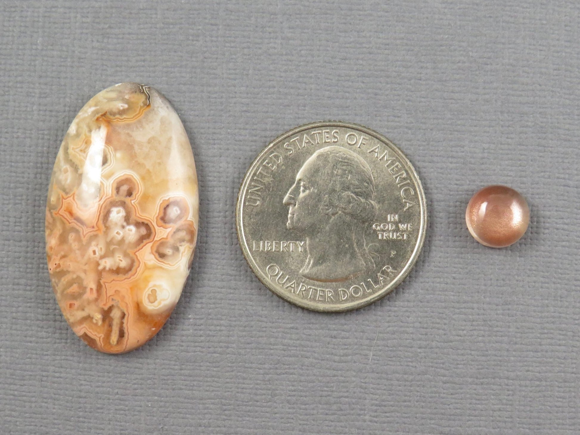 Designer Gemstone Set | Oregon Sunstone | Lace Agate Cabochon | 2-Stone Lot | Oregon, USA and Indonesia | SET121 - Gem Enthusiast