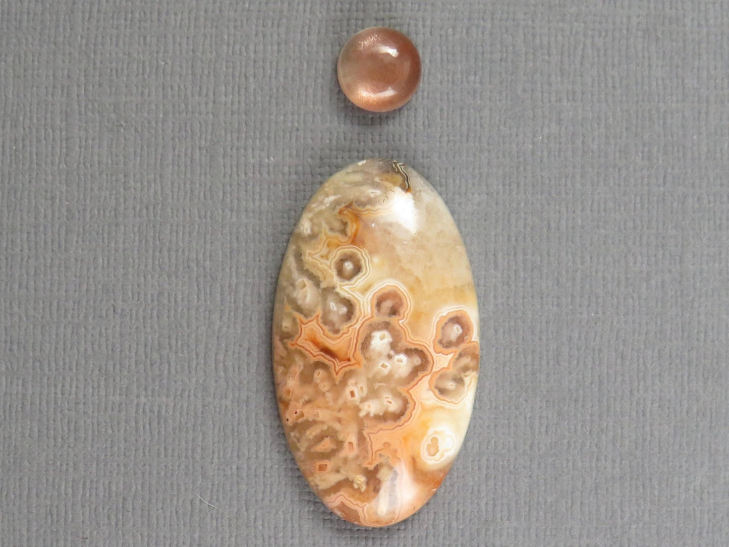 Designer Gemstone Set | Oregon Sunstone | Lace Agate Cabochon | 2-Stone Lot | Oregon, USA and Indonesia | SET121 - Gem Enthusiast
