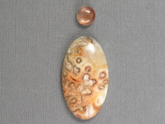 Designer Gemstone Set | Oregon Sunstone | Lace Agate Cabochon | 2-Stone Lot | Oregon, USA and Indonesia | SET121 - Gem Enthusiast