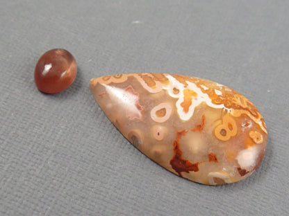 Designer Set | Oregon Sunstone, Crazy Lace Agate Cabochons | 2-Stone Lot | Oregon, USA and Indonesia | SET123 - Gem Enthusiast