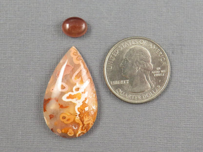 Designer Set | Oregon Sunstone, Crazy Lace Agate Cabochons | 2-Stone Lot | Oregon, USA and Indonesia | SET123 - Gem Enthusiast