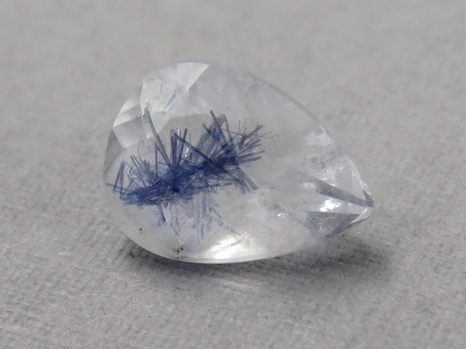 Dumortierite in Quartz | Faceted Pear | Brazil | Natural Gemstone from Brazil | QU550 - Gem Enthusiast