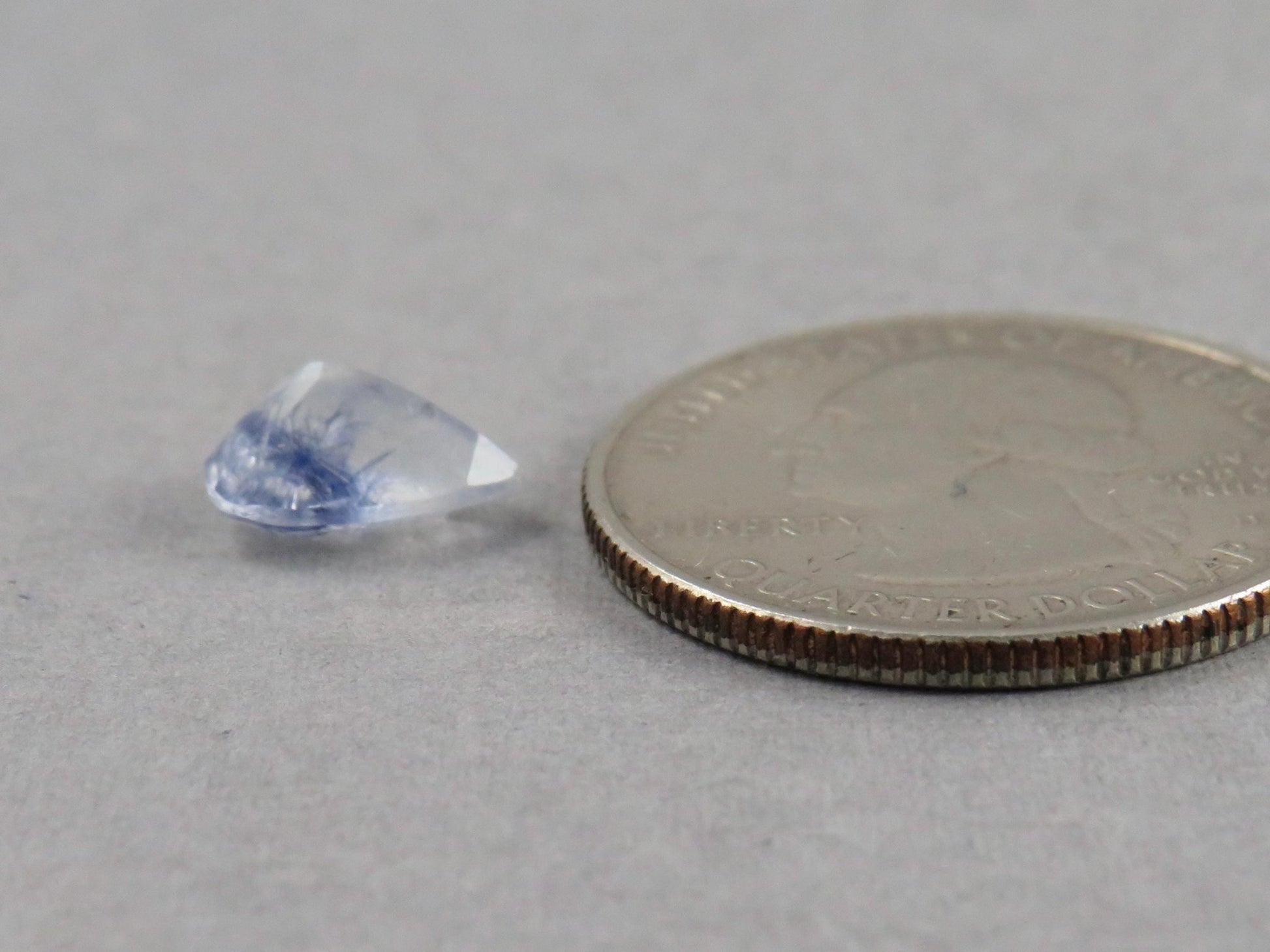 Dumortierite in Quartz | Faceted Pear | Brazil | Natural Gemstone from Brazil | QU550 - Gem Enthusiast