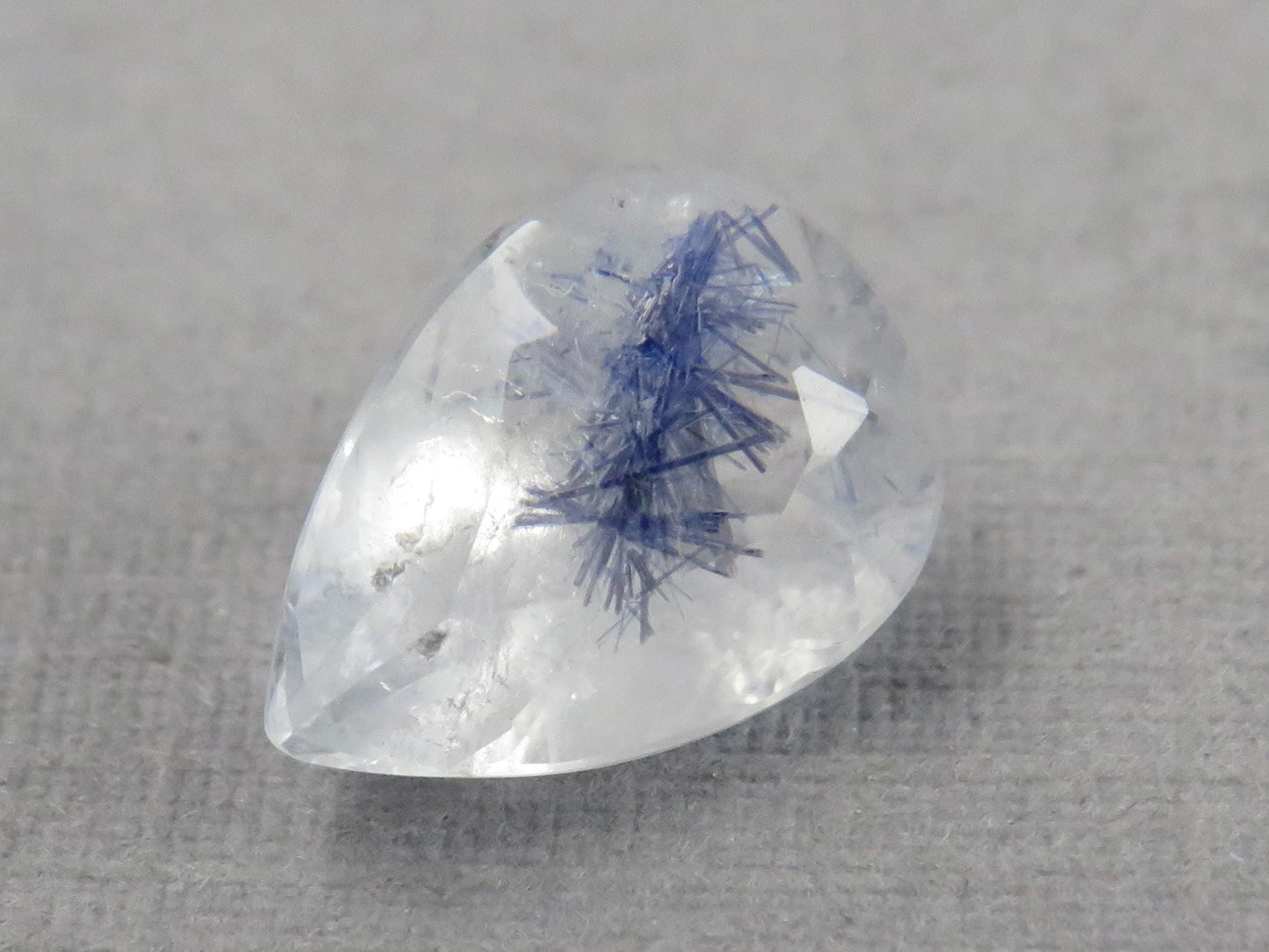 Dumortierite in Quartz | Faceted Pear | Brazil | Natural Gemstone from Brazil | QU550 - Gem Enthusiast