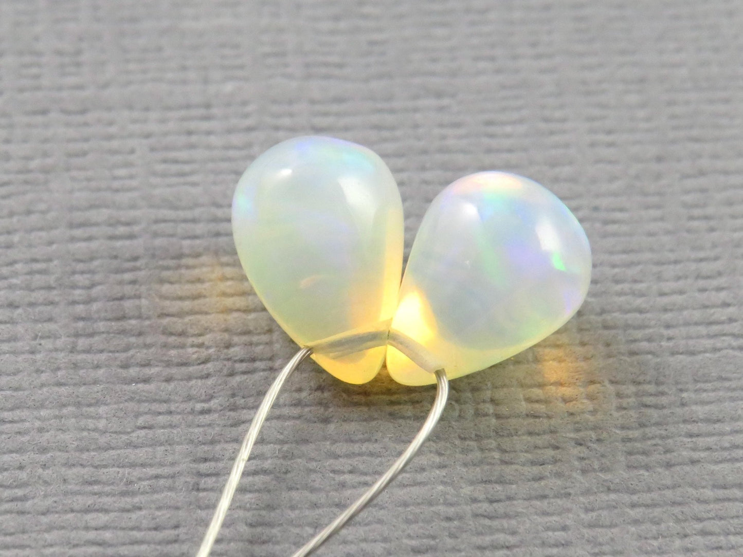 Ethiopian Opal | Smooth Teardrop Bead Pair | Ethiopia | 9x7mm | OP208 - Gem Enthusiast