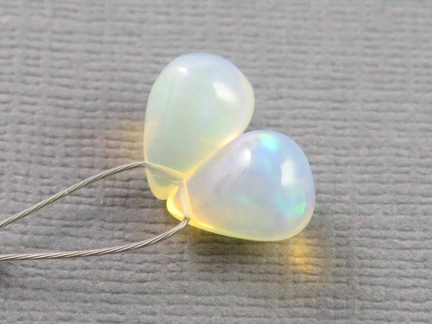 Ethiopian Opal | Smooth Teardrop Bead Pair | Ethiopia | 9x7mm | OP208 - Gem Enthusiast