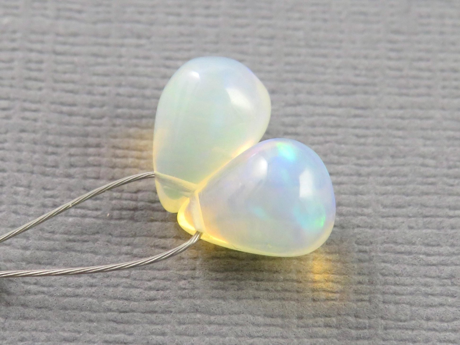 Ethiopian Opal | Smooth Teardrop Bead Pair | Ethiopia | 9x7mm | OP208 - Gem Enthusiast