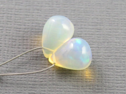 Ethiopian Opal | Smooth Teardrop Bead Pair | Ethiopia | 9x7mm | OP208 - Gem Enthusiast