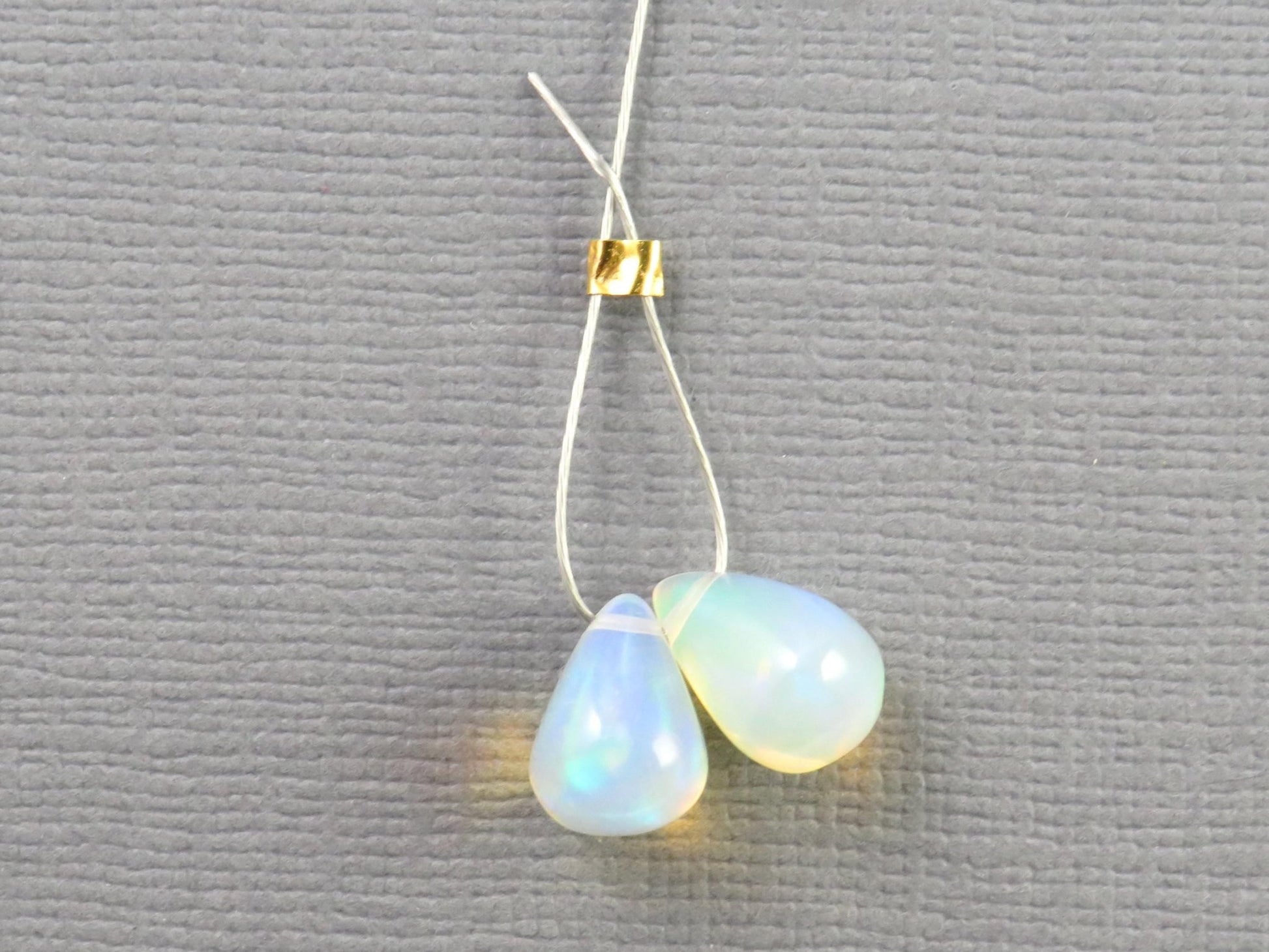 Ethiopian Opal | Smooth Teardrop Bead Pair | Ethiopia | 9x7mm | OP208 - Gem Enthusiast