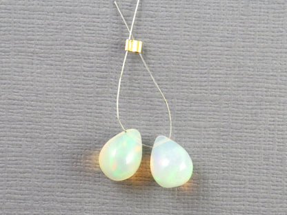 Ethiopian Opal | Smooth Teardrop Bead Pair | Ethiopia | 9x7mm | OP209 - Gem Enthusiast