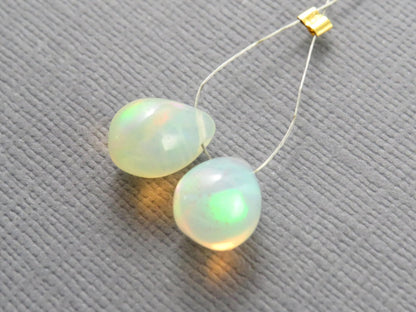 Ethiopian Opal | Smooth Teardrop Bead Pair | Ethiopia | 9x7mm | OP209 - Gem Enthusiast