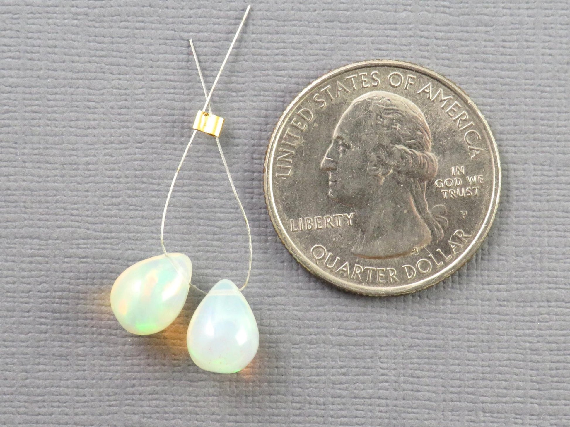Ethiopian Opal | Smooth Teardrop Bead Pair | Ethiopia | 9x7mm | OP209 - Gem Enthusiast