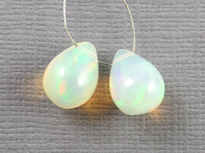 Ethiopian Opal | Smooth Teardrop Bead Pair | Ethiopia | 9x7mm | OP209 - Gem Enthusiast