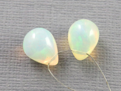 Ethiopian Opal | Smooth Teardrop Bead Pair | Ethiopia | 9x7mm | OP209 - Gem Enthusiast