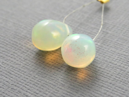 Ethiopian Opal | Smooth Teardrop Bead Pair | Ethiopia | 9x7mm | OP209 - Gem Enthusiast