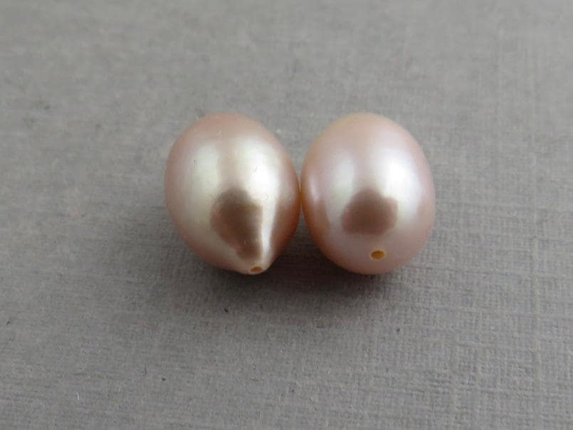 Exceptional Pearl Pairs | Drilled - Through with a drop shape | Ivory, Peach, or Pink - Gem Enthusiast