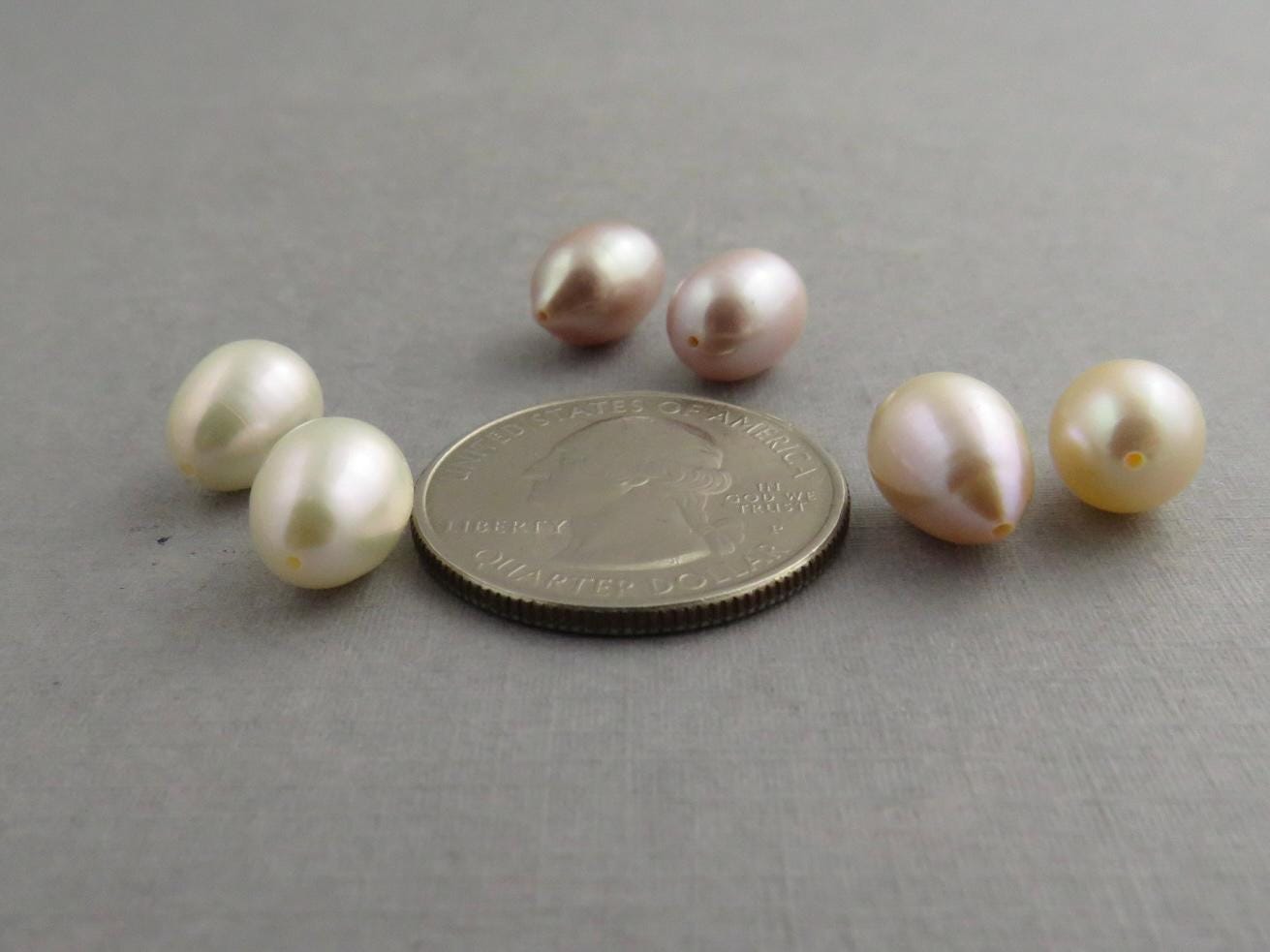 Exceptional Pearl Pairs | Drilled - Through with a drop shape | Ivory, Peach, or Pink - Gem Enthusiast