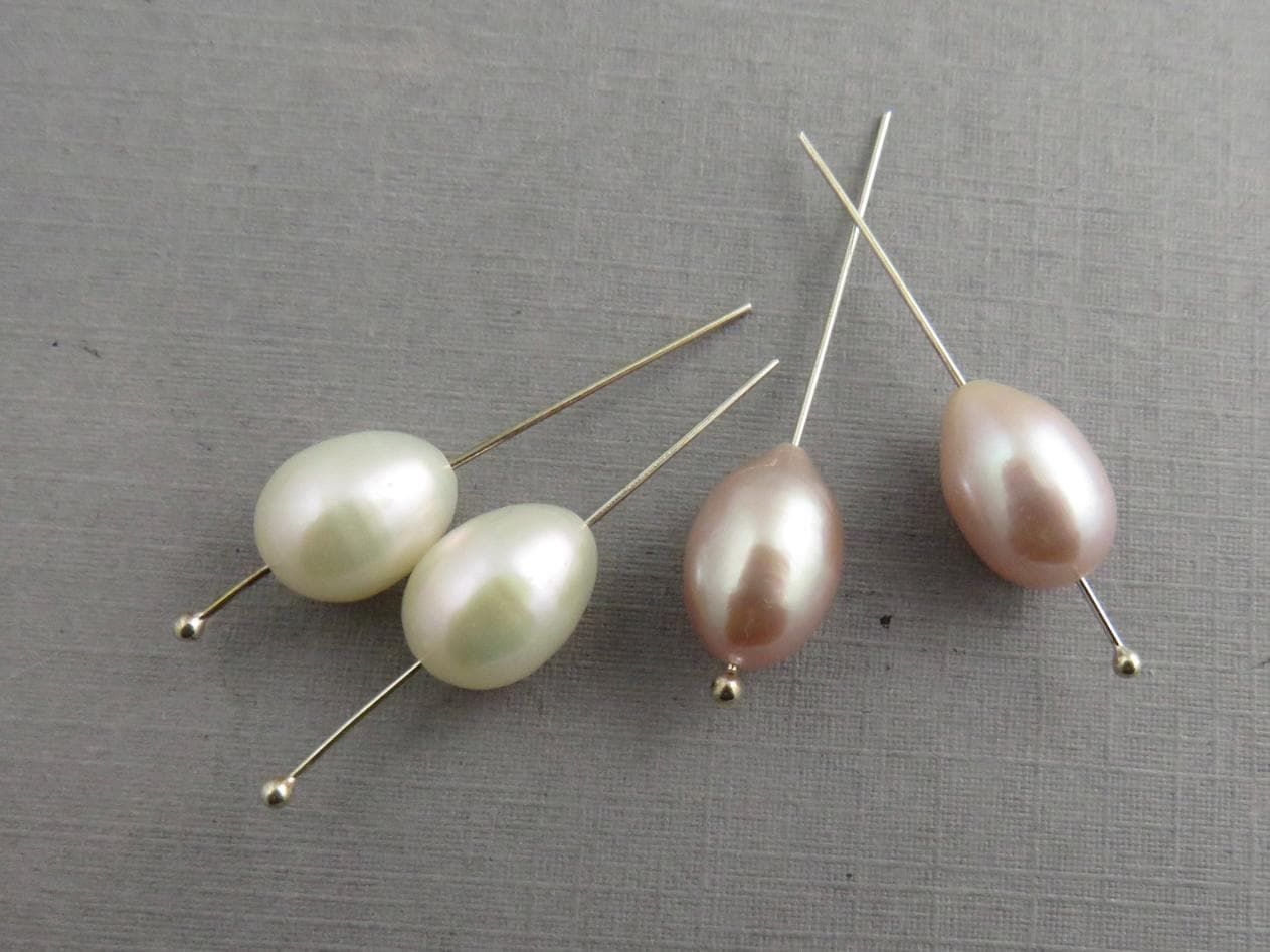 Exceptional Pearl Pairs | Drilled - Through with a drop shape | Ivory, Peach, or Pink - Gem Enthusiast