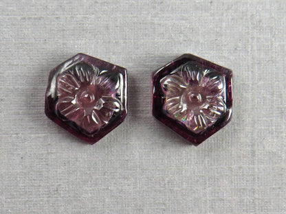 Flower Tourmaline Carving Pair | Natural Pink Gemstones | 11x10 mm | 7.2 carats | TO567 - Gem Enthusiast