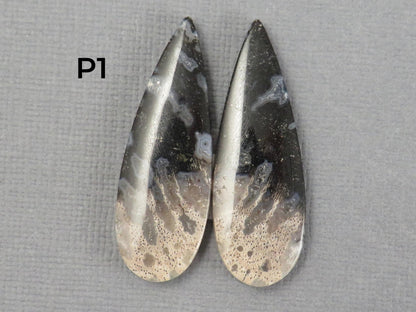 Fossilized Palm Root Cabochon Pairs | 33–39mm, avg 27.44ct | Per Pair | Indonesia | PRA103 - Gem Enthusiast