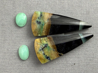 Gem Set | Petrified Wood Opal and Chrysoprase Pairs | SET103 - Gem Enthusiast