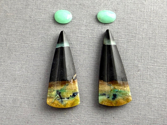 Gem Set | Petrified Wood Opal and Chrysoprase Pairs | SET103 - Gem Enthusiast