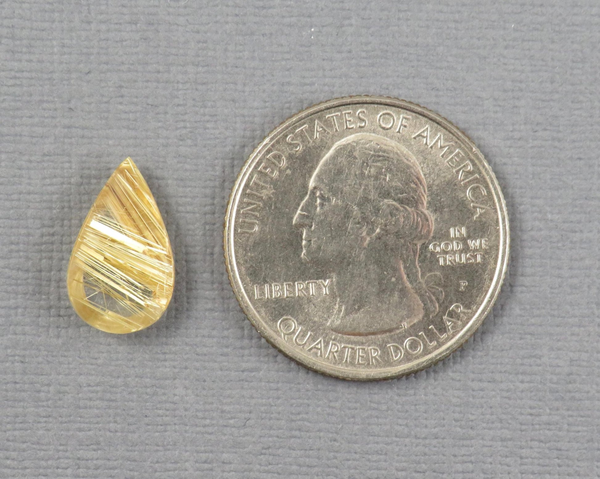 Gold Rutilated Quartz Cabochon Pear | 14.9x8.9mm, 3.17ct | Per Stone | QR115 - Gem Enthusiast