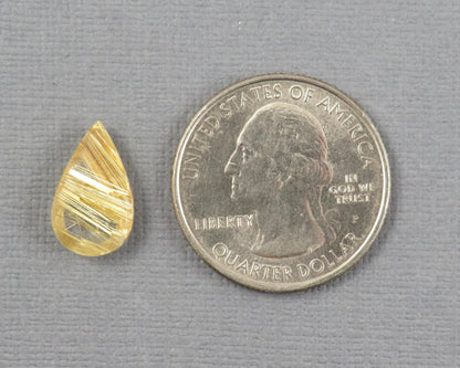 Gold Rutilated Quartz Cabochon Pear | 14.9x8.9mm, 3.17ct | Per Stone | QR115 - Gem Enthusiast