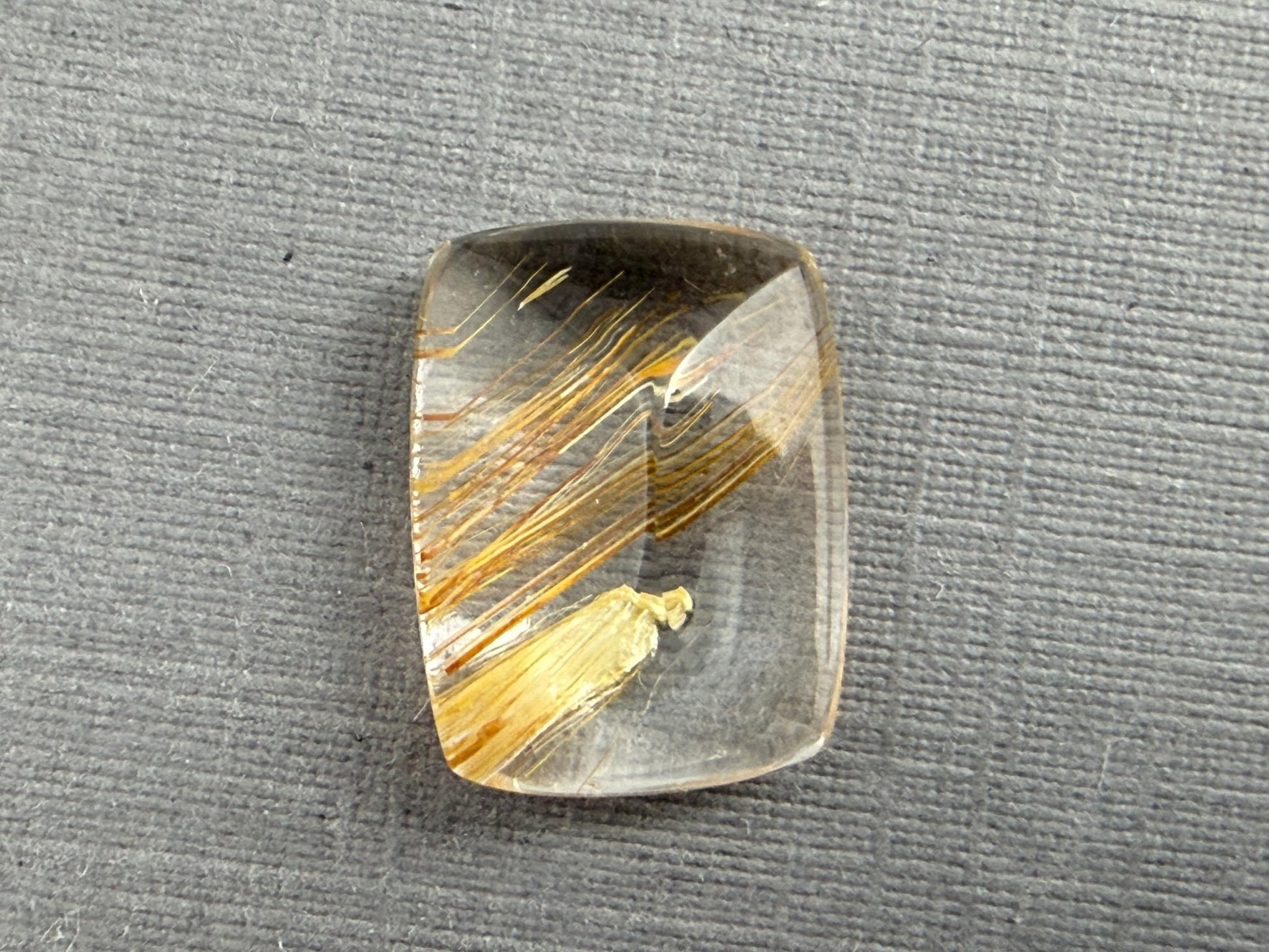Gold Rutile Quartz | 13x10mm | Cabochon top with Faceted bottom | QU532 - Gem Enthusiast
